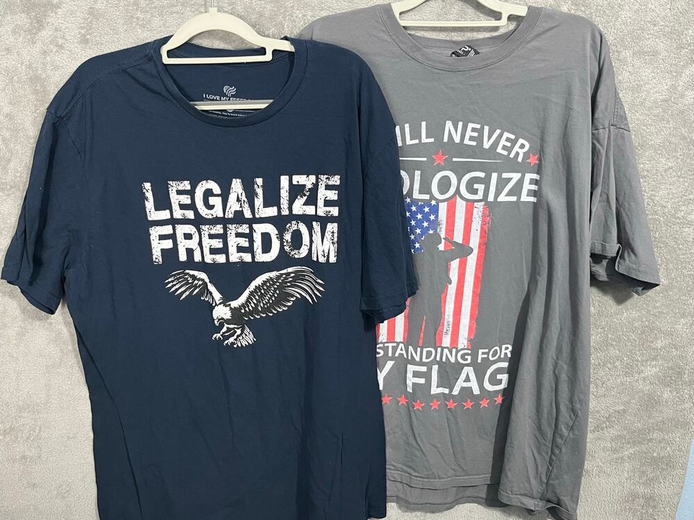 Patriotic T-Shirts Mens 3X Lot of 2 Legalize Freedom Never Apologize USA